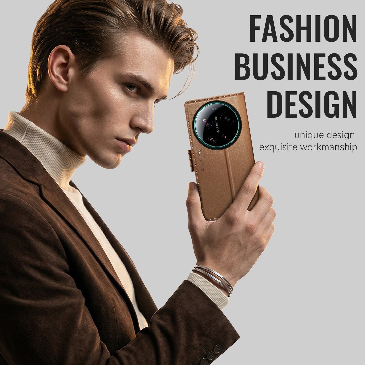 CaseMe for Xiaomi 17 Ultra 5G Case CASEME 023 Series RFID Blocking Wallet Stand Glossy Litchi Texture Leather Phone Cover