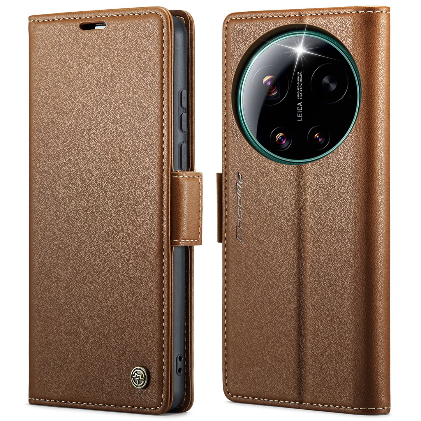 CaseMe for Xiaomi 17 Ultra 5G Case CASEME 023 Series RFID Blocking Wallet Stand Glossy Litchi Texture Leather Phone Cover