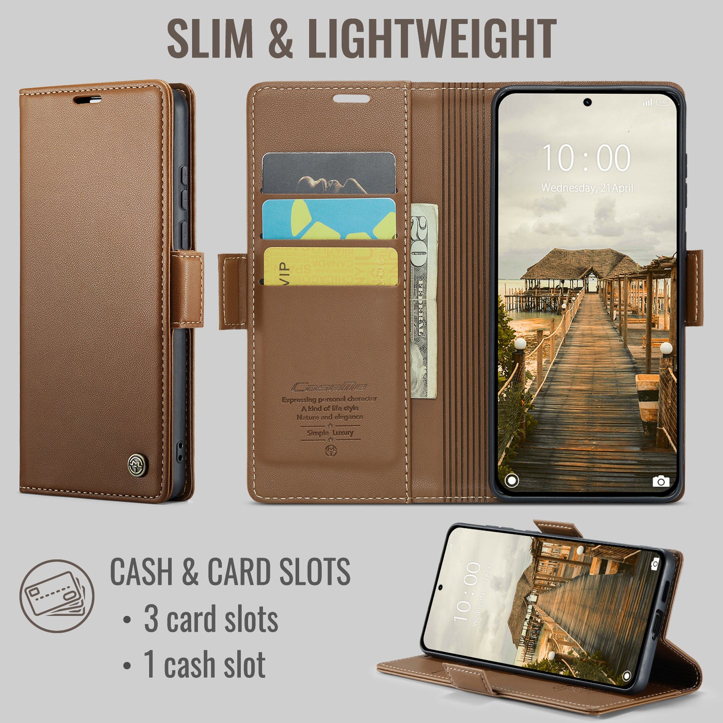 CaseMe for Xiaomi 17 Ultra 5G Case CASEME 023 Series RFID Blocking Wallet Stand Glossy Litchi Texture Leather Phone Cover