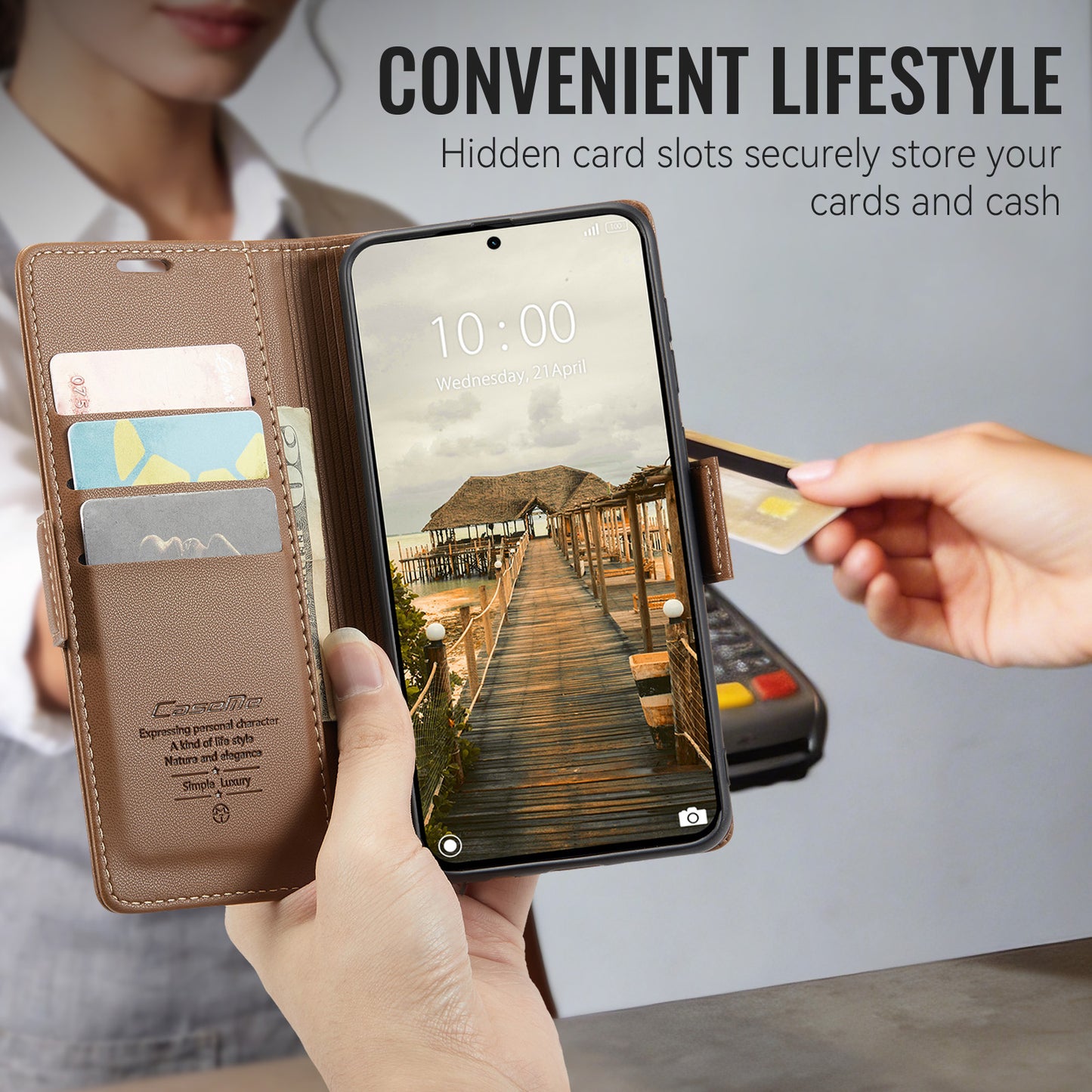 CaseMe for Xiaomi 17 Ultra 5G Case CASEME 023 Series RFID Blocking Wallet Stand Glossy Litchi Texture Leather Phone Cover