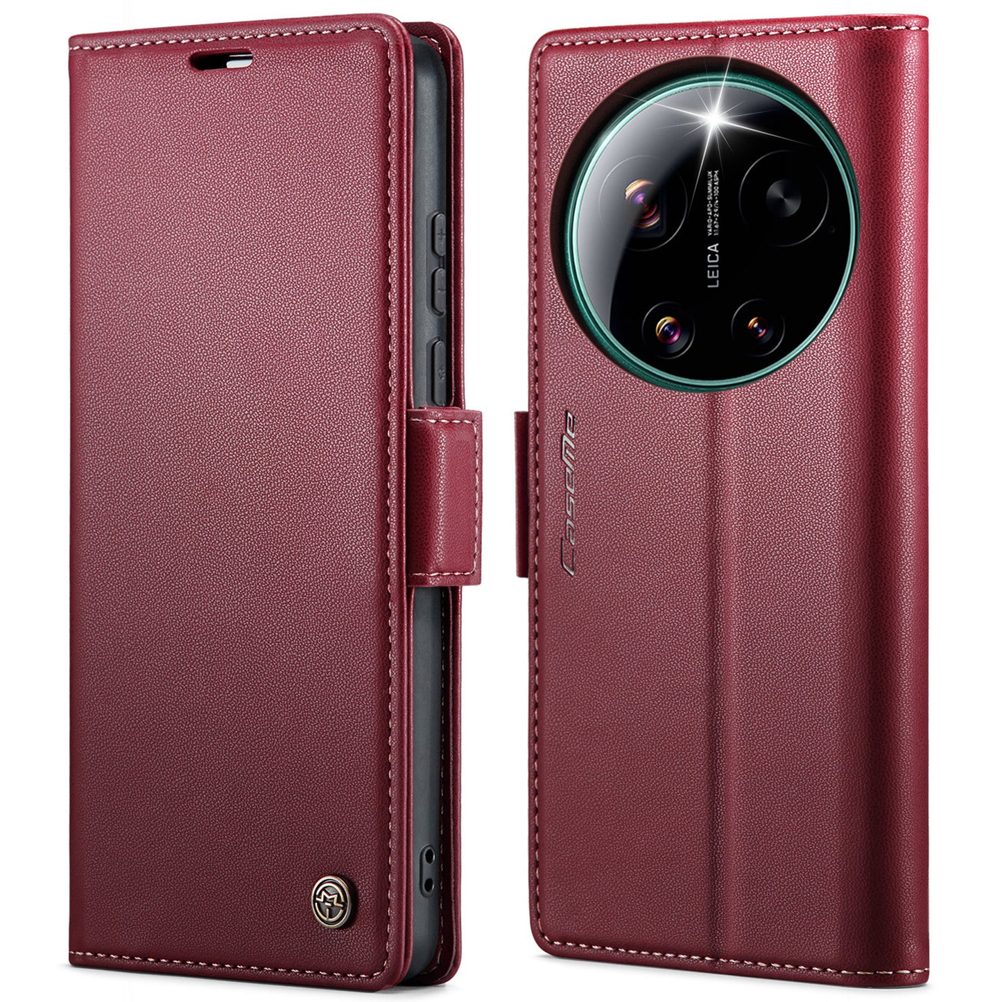CaseMe for Xiaomi 17 Ultra 5G Case CASEME 023 Series RFID Blocking Wallet Stand Glossy Litchi Texture Leather Phone Cover