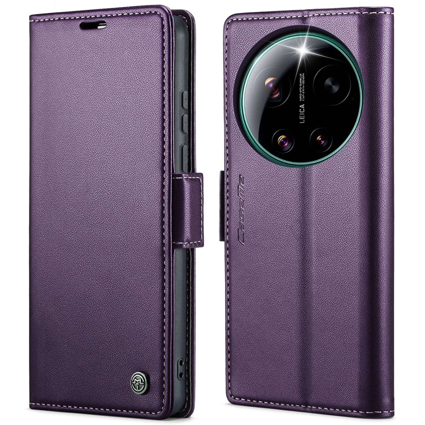 CaseMe for Xiaomi 17 Ultra 5G Case CASEME 023 Series RFID Blocking Wallet Stand Glossy Litchi Texture Leather Phone Cover