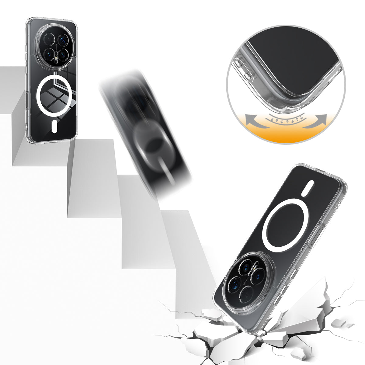 Honor Magic8 Pro 5G Transparente Handyhülle – Magnetisch, aus TPU- & Acryl-Rückseite