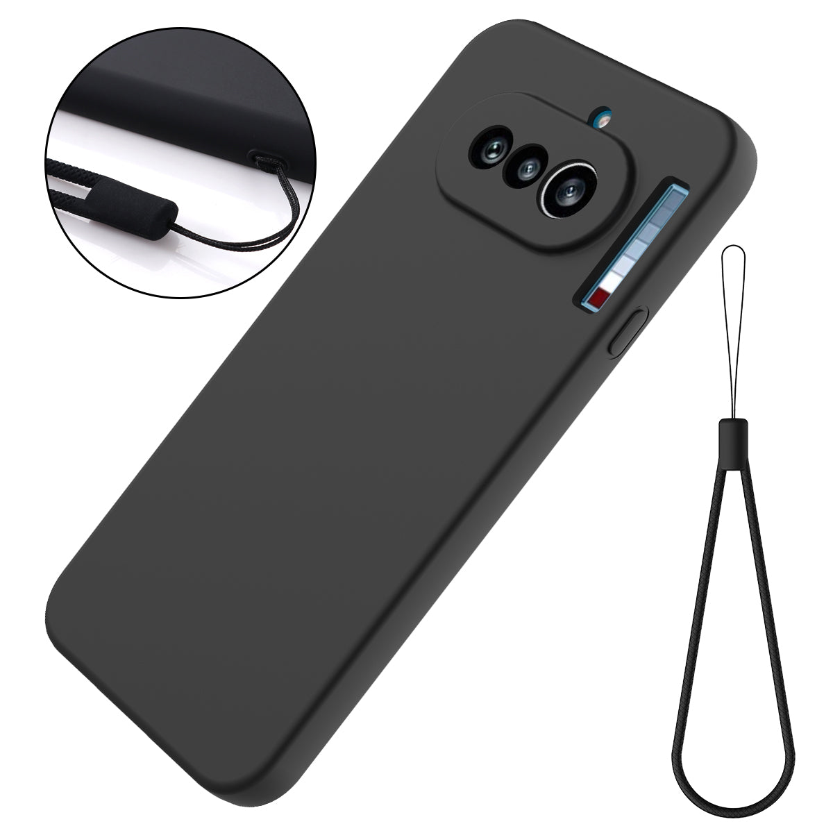 For Nothing Phone (4a) Liquid Silicone Case Phone Back Cover with Hand Strap
