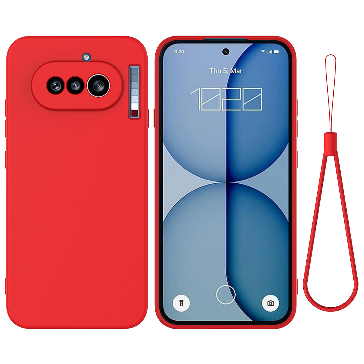 For Nothing Phone (4a) Liquid Silicone Case Phone Back Cover with Hand Strap