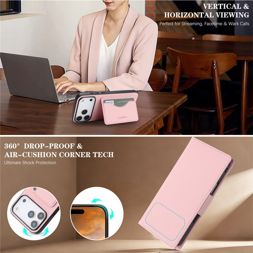 HGUANCASE For iPhone 18 Pro Max / 17 Pro Max Case Wallet Stand Detachable Vintage Leather Phone Cover with Wrist Strap