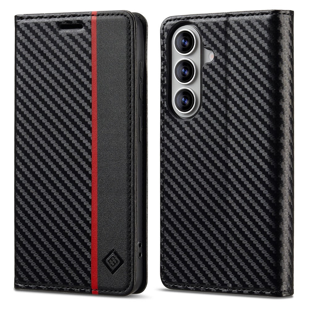 LC.IMEEKE For Samsung Galaxy A27 5G Wallet Case Carbon Fiber Texture Leather Phone Cover