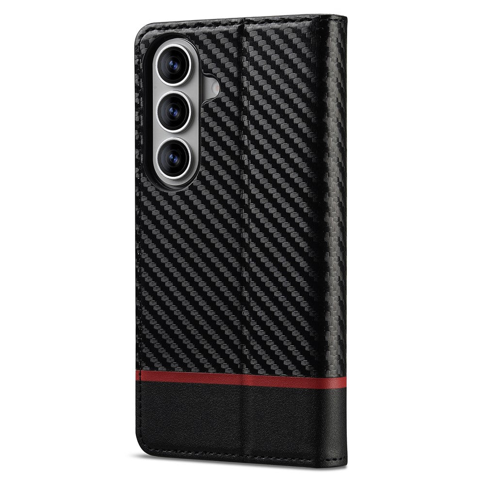LC.IMEEKE For Samsung Galaxy A27 5G Wallet Case Carbon Fiber Texture Leather Phone Cover