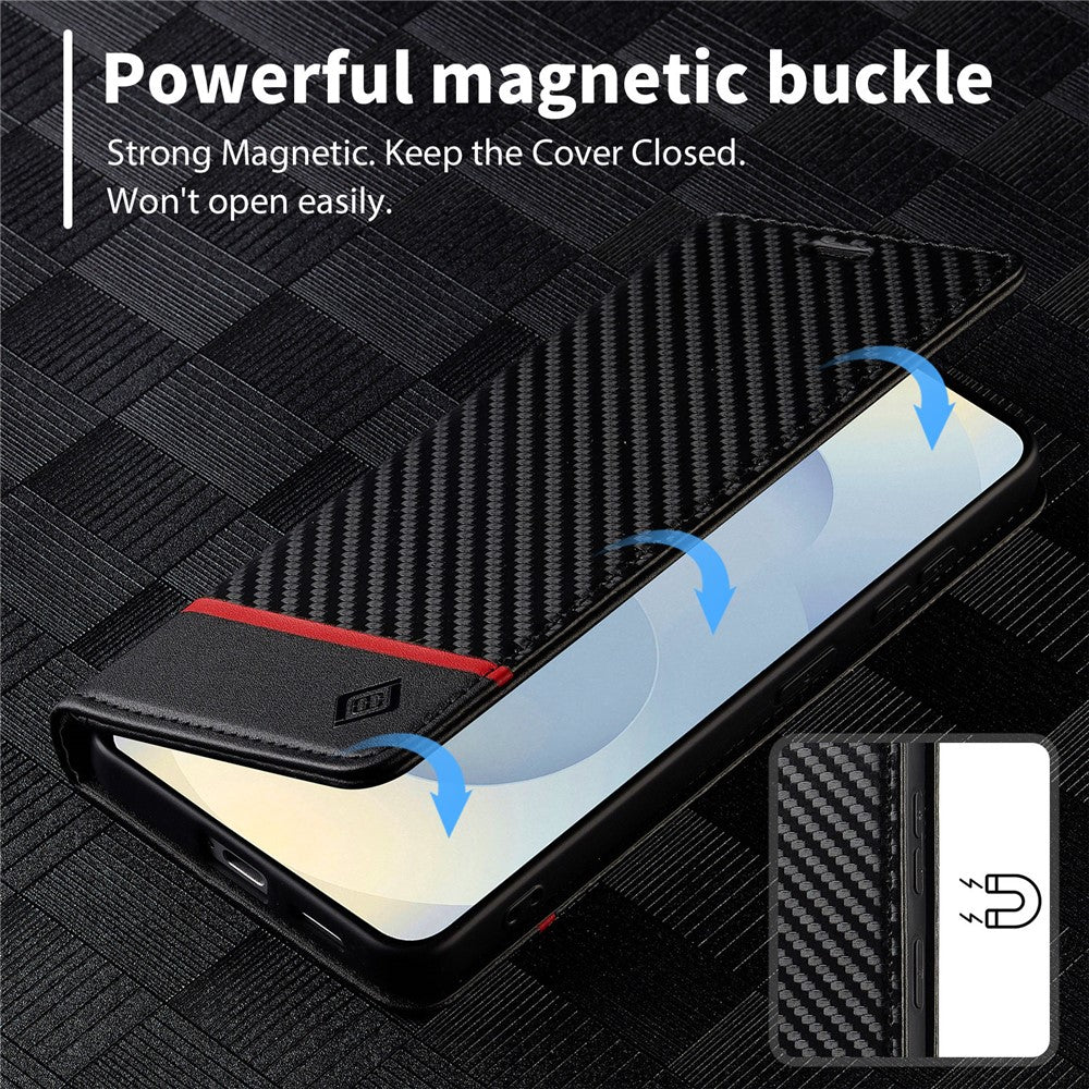 LC.IMEEKE For Samsung Galaxy A27 5G Wallet Case Carbon Fiber Texture Leather Phone Cover