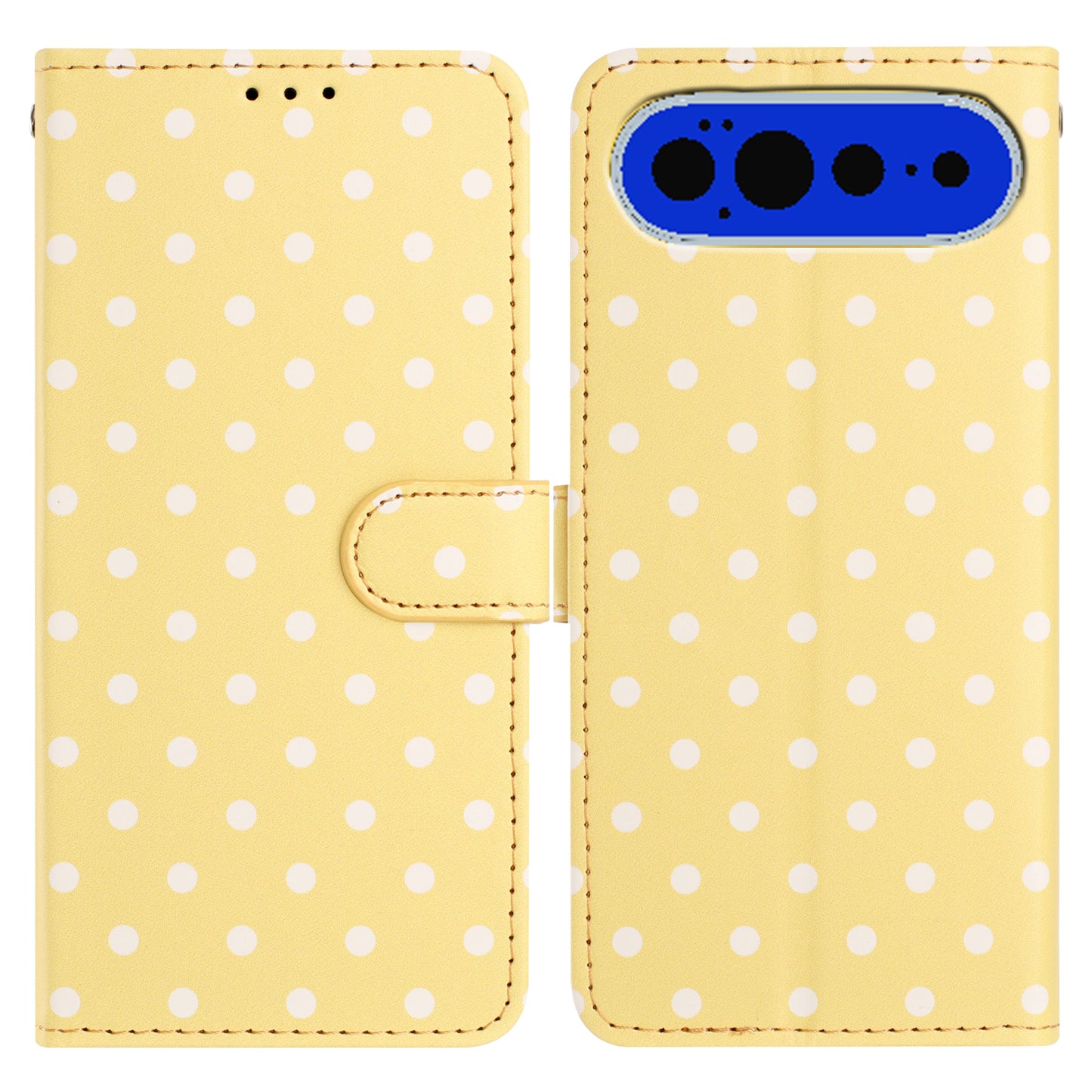For Google Pixel 11 Pro Leather Case Polka Dot Pattern Wallet Stand Folio Phone Cover