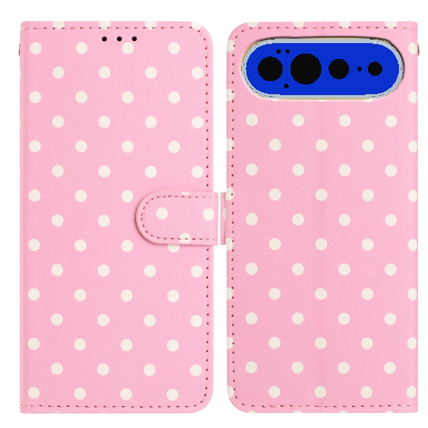 For Google Pixel 11 Pro Leather Case Polka Dot Pattern Wallet Stand Folio Phone Cover