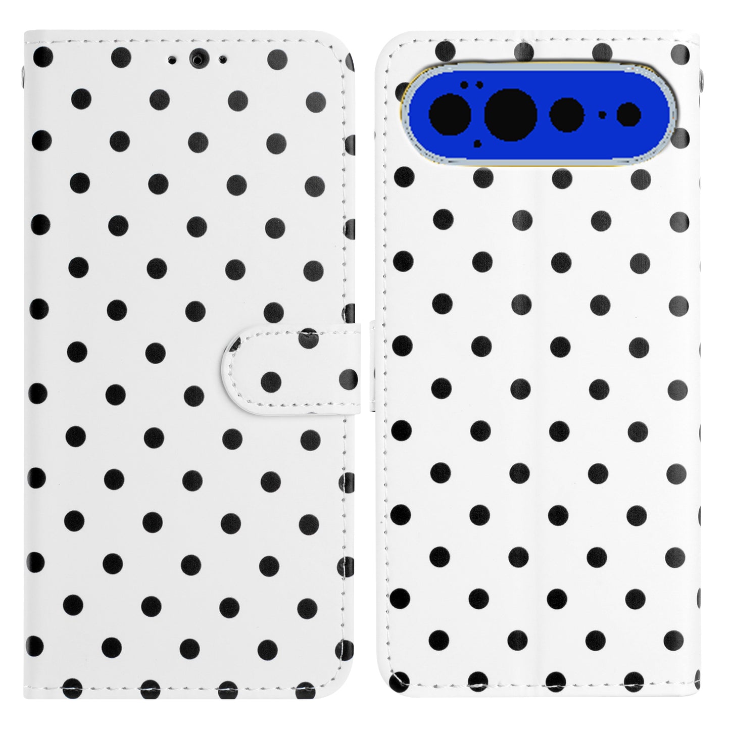 For Google Pixel 11 Pro Leather Case Polka Dot Pattern Wallet Stand Folio Phone Cover