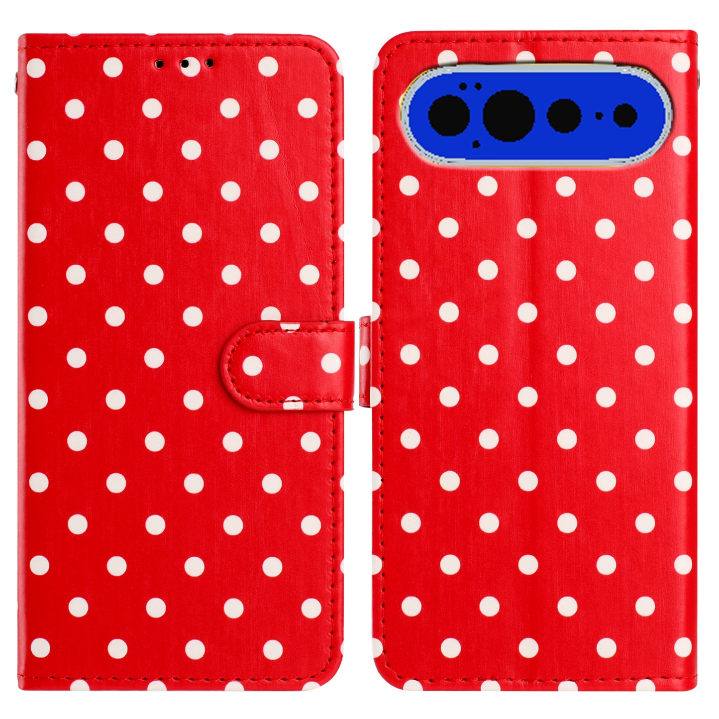 For Google Pixel 11 Pro Leather Case Polka Dot Pattern Wallet Stand Folio Phone Cover
