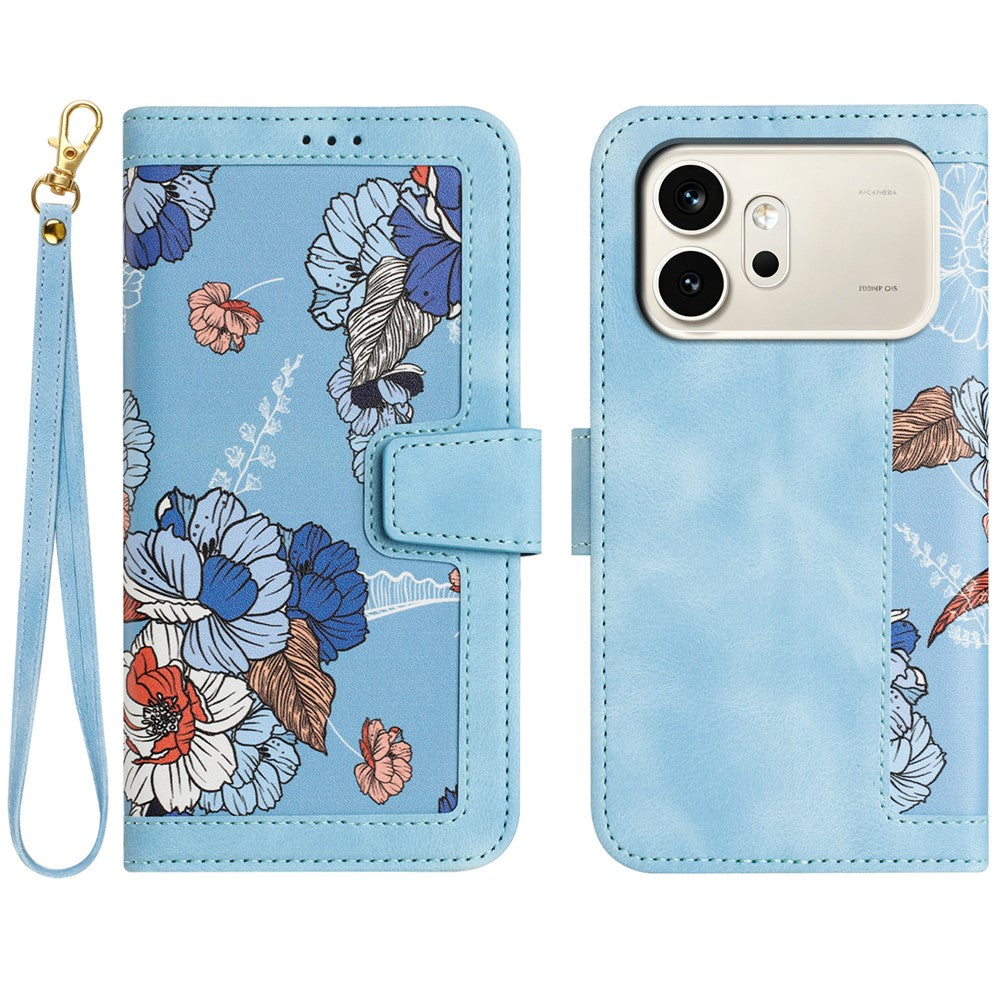 Honor 600 5G Wallet-Handyhülle – Aus PU-Leder, mit Blumenmuster & Kartenfächern