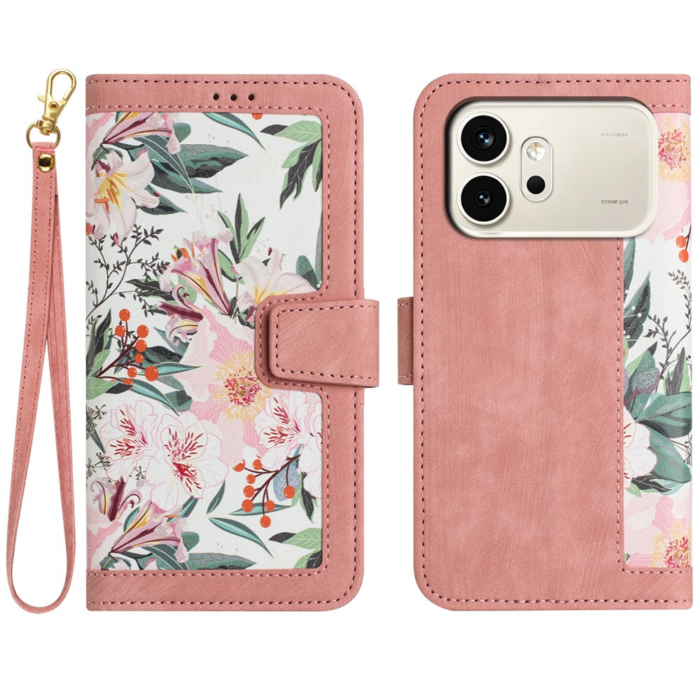 Honor 600 5G Wallet-Handyhülle – Aus PU-Leder, mit Blumenmuster & Kartenfächern