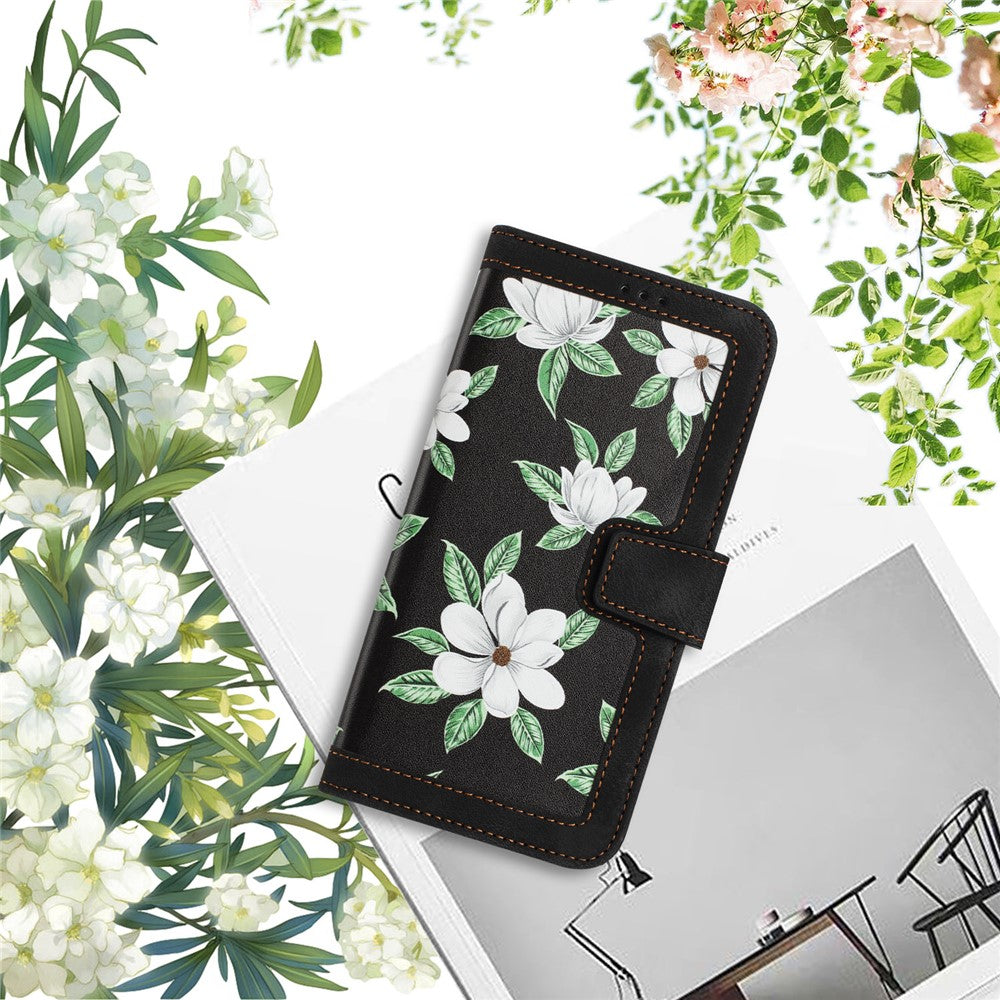 Honor 600 5G Wallet-Handyhülle – Aus PU-Leder, mit Blumenmuster & Kartenfächern
