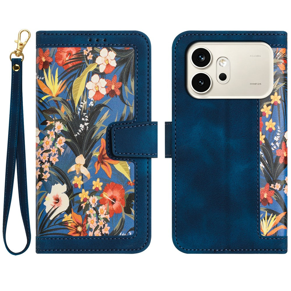 Honor 600 5G Wallet-Handyhülle – Aus PU-Leder, mit Blumenmuster & Kartenfächern