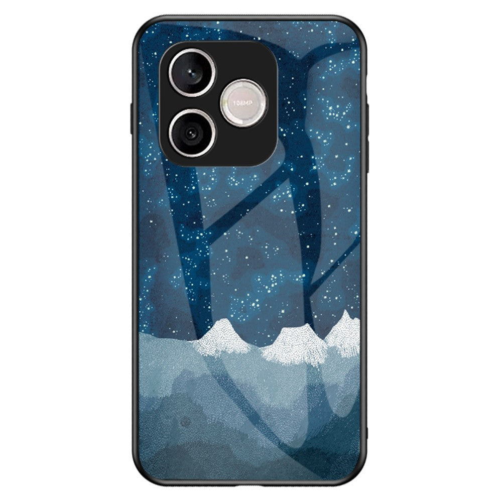 For Honor 600 Lite 5G Phone Case Starry Sky Pattern Tempered Glass Phone Cover