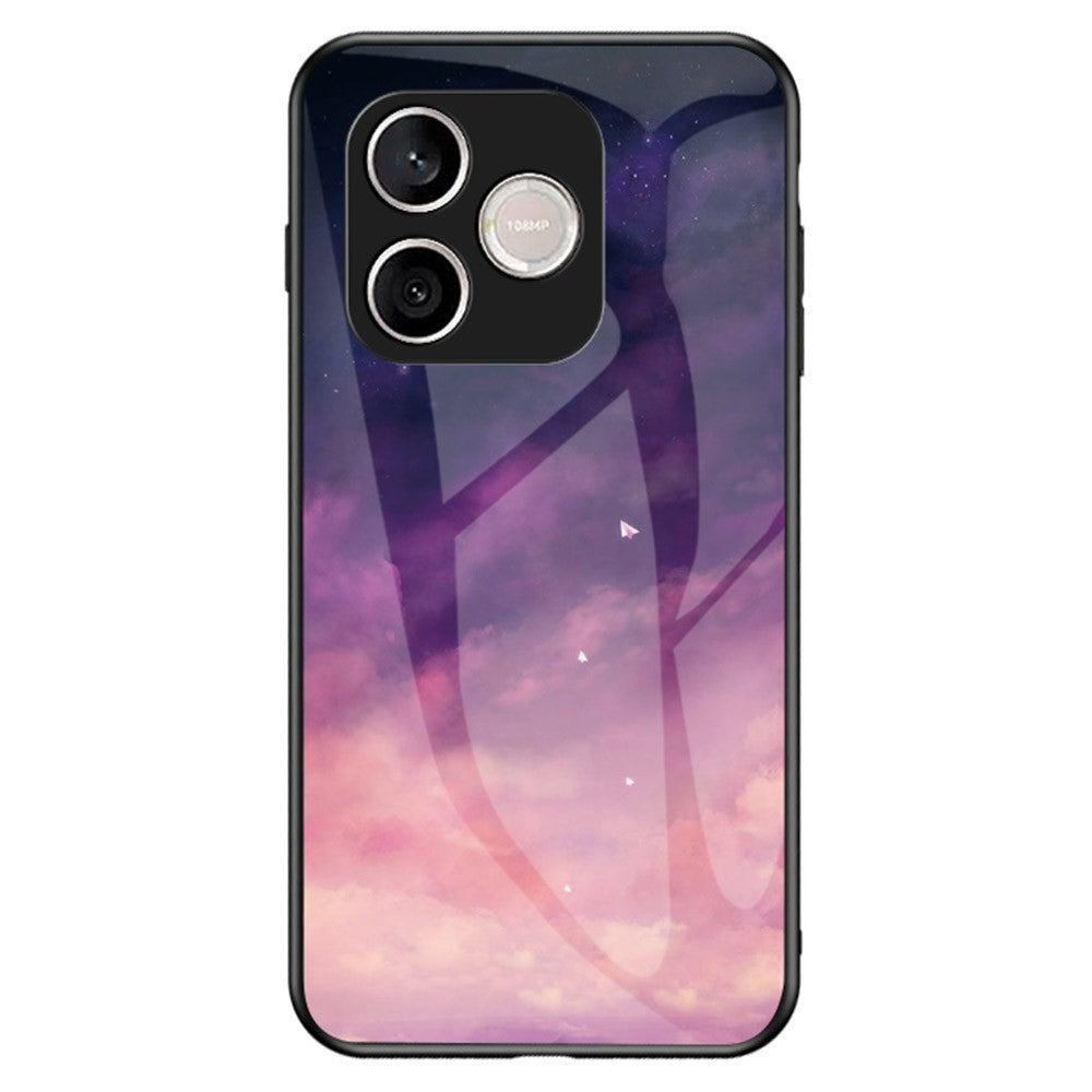 For Honor 600 Lite 5G Phone Case Starry Sky Pattern Tempered Glass Phone Cover