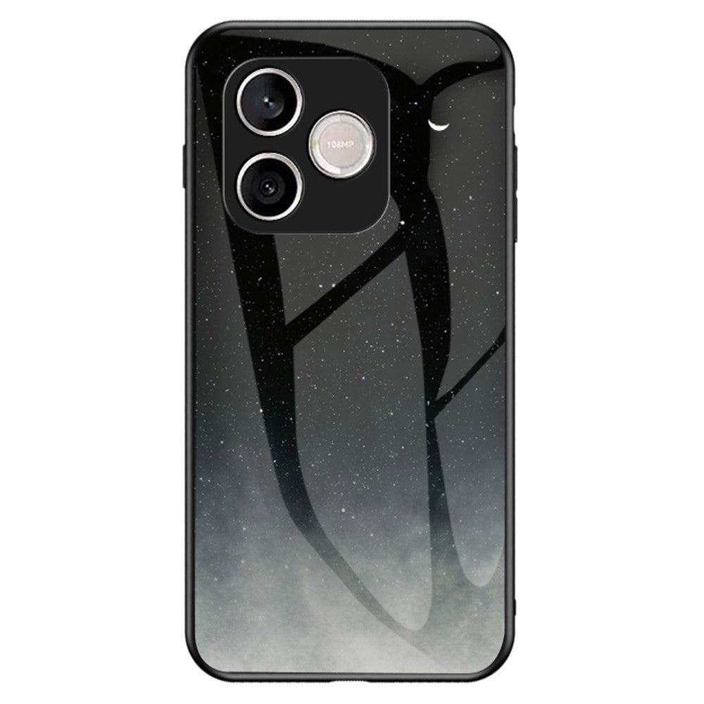 For Honor 600 Lite 5G Phone Case Starry Sky Pattern Tempered Glass Phone Cover