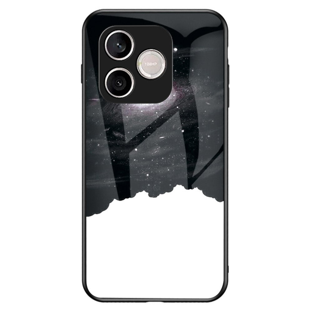 For Honor 600 Lite 5G Phone Case Starry Sky Pattern Tempered Glass Phone Cover