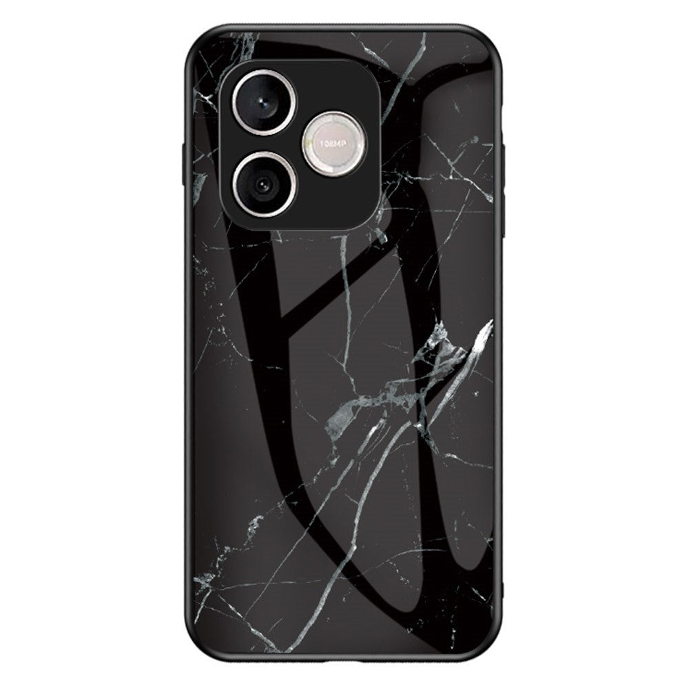 For Honor 600 Lite 5G Phone Case Marble Pattern Tempered Glass + PC + TPU Protective Phone Cover