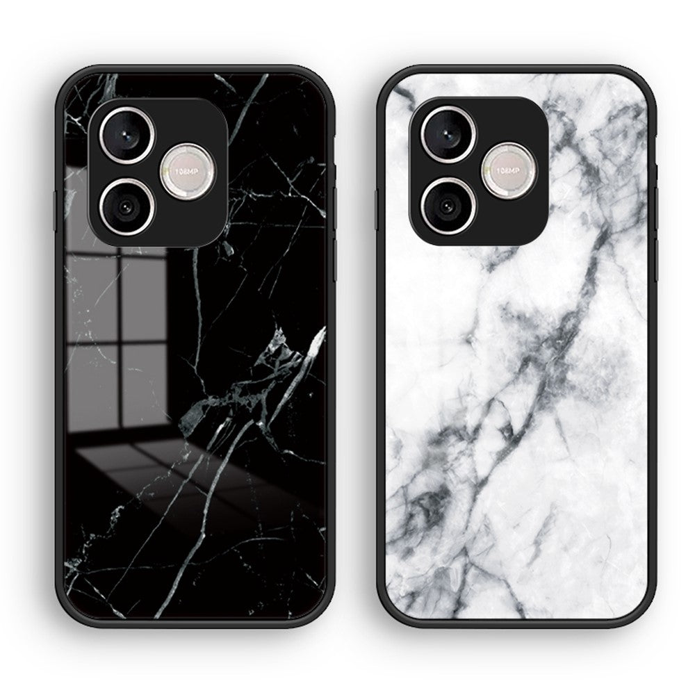 For Honor 600 Lite 5G Phone Case Marble Pattern Tempered Glass + PC + TPU Protective Phone Cover