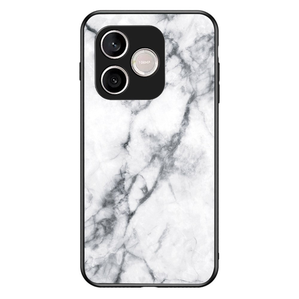For Honor 600 Lite 5G Phone Case Marble Pattern Tempered Glass + PC + TPU Protective Phone Cover