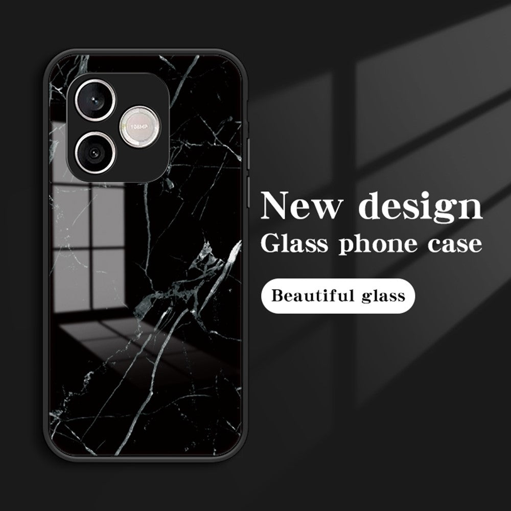 For Honor 600 Lite 5G Phone Case Marble Pattern Tempered Glass + PC + TPU Protective Phone Cover