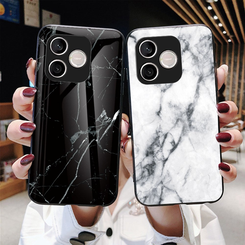For Honor 600 Lite 5G Phone Case Marble Pattern Tempered Glass + PC + TPU Protective Phone Cover