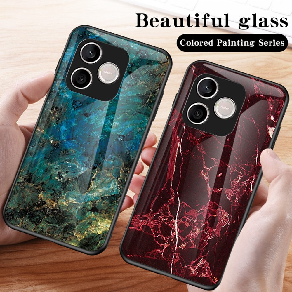 For Honor 600 Lite 5G Phone Case Marble Pattern Tempered Glass + PC + TPU Protective Phone Cover