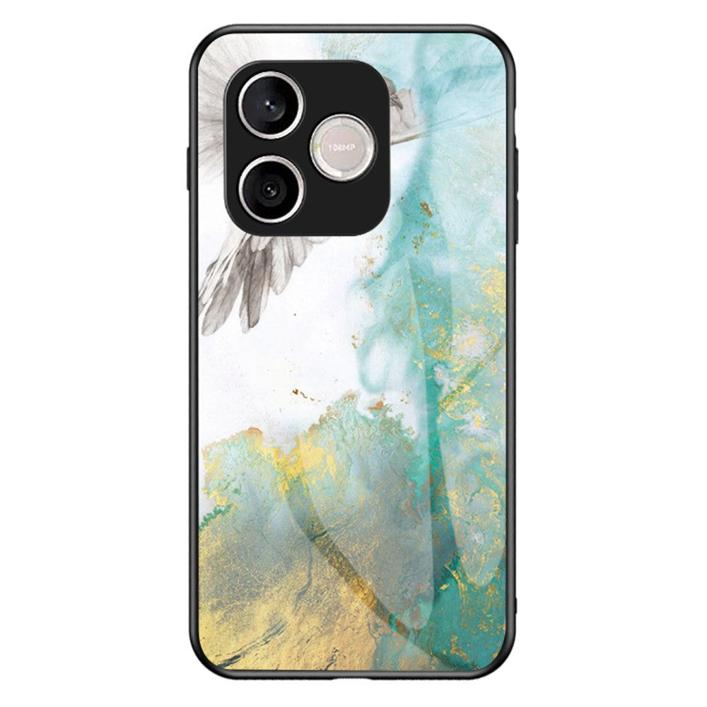 For Honor 600 Lite 5G Phone Case Marble Pattern Tempered Glass + PC + TPU Protective Phone Cover