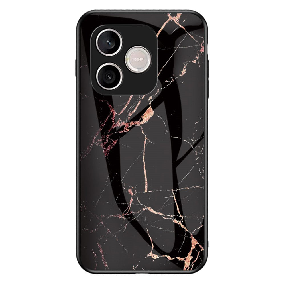 For Honor 600 Lite 5G Phone Case Marble Pattern Tempered Glass + PC + TPU Protective Phone Cover