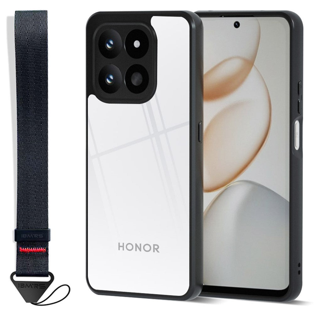 IBMRS Mobile Cover for Honor 400 Smart 5G  /  4G  /  X7d 4G Soft TPU + Hard PC Case with Wrist Strap (Precision Cutouts)