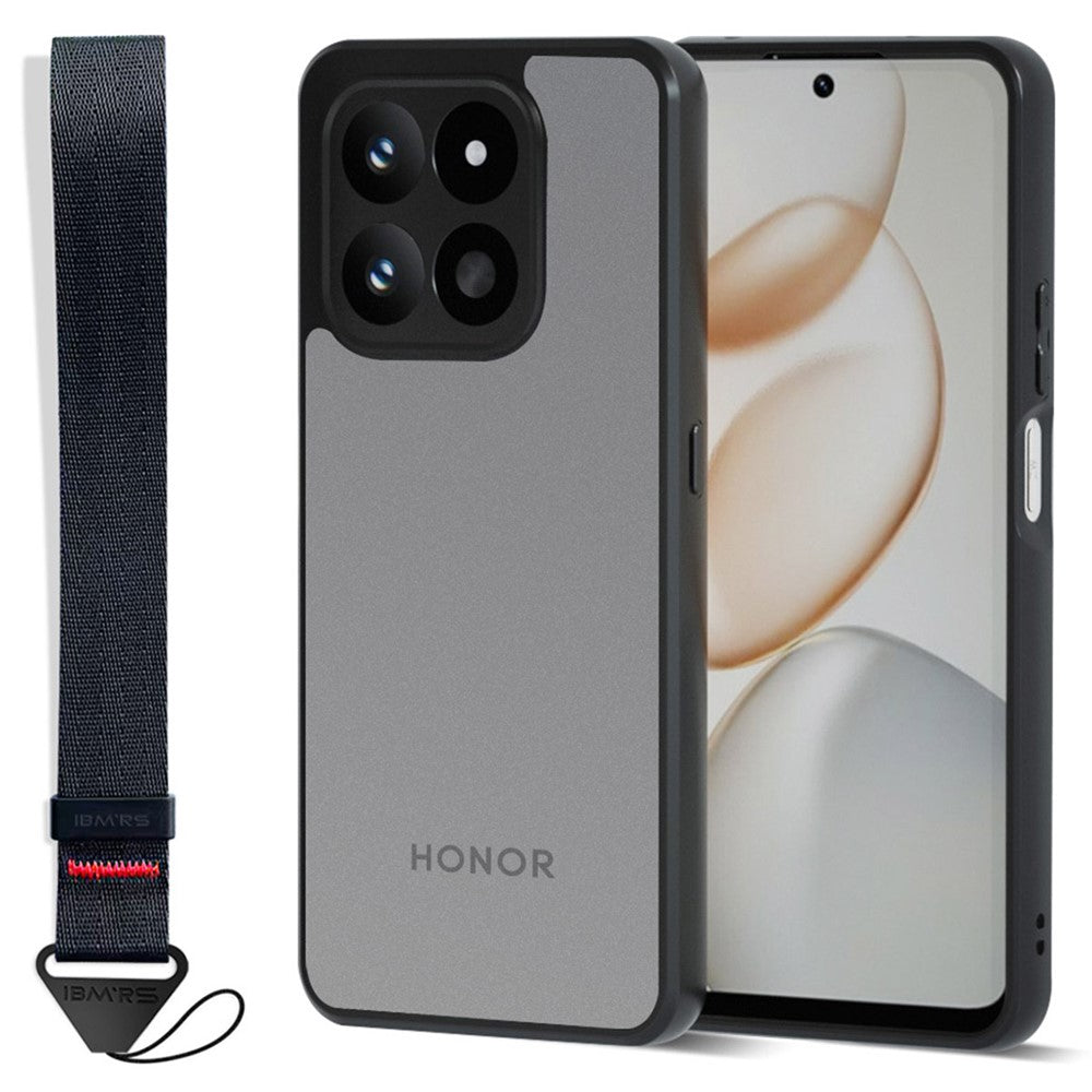 IBMRS Mobile Cover for Honor 400 Smart 5G  /  4G  /  X7d 4G Soft TPU + Hard PC Case with Wrist Strap (Precision Cutouts)