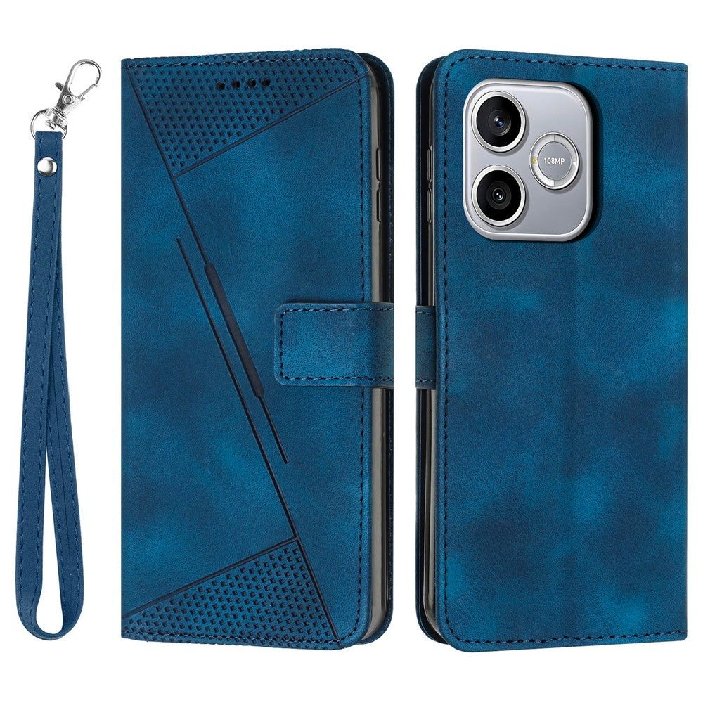 For Honor 600 Lite 5G Leather Case Imprinted Triangle Phone Cover with Hand Strap