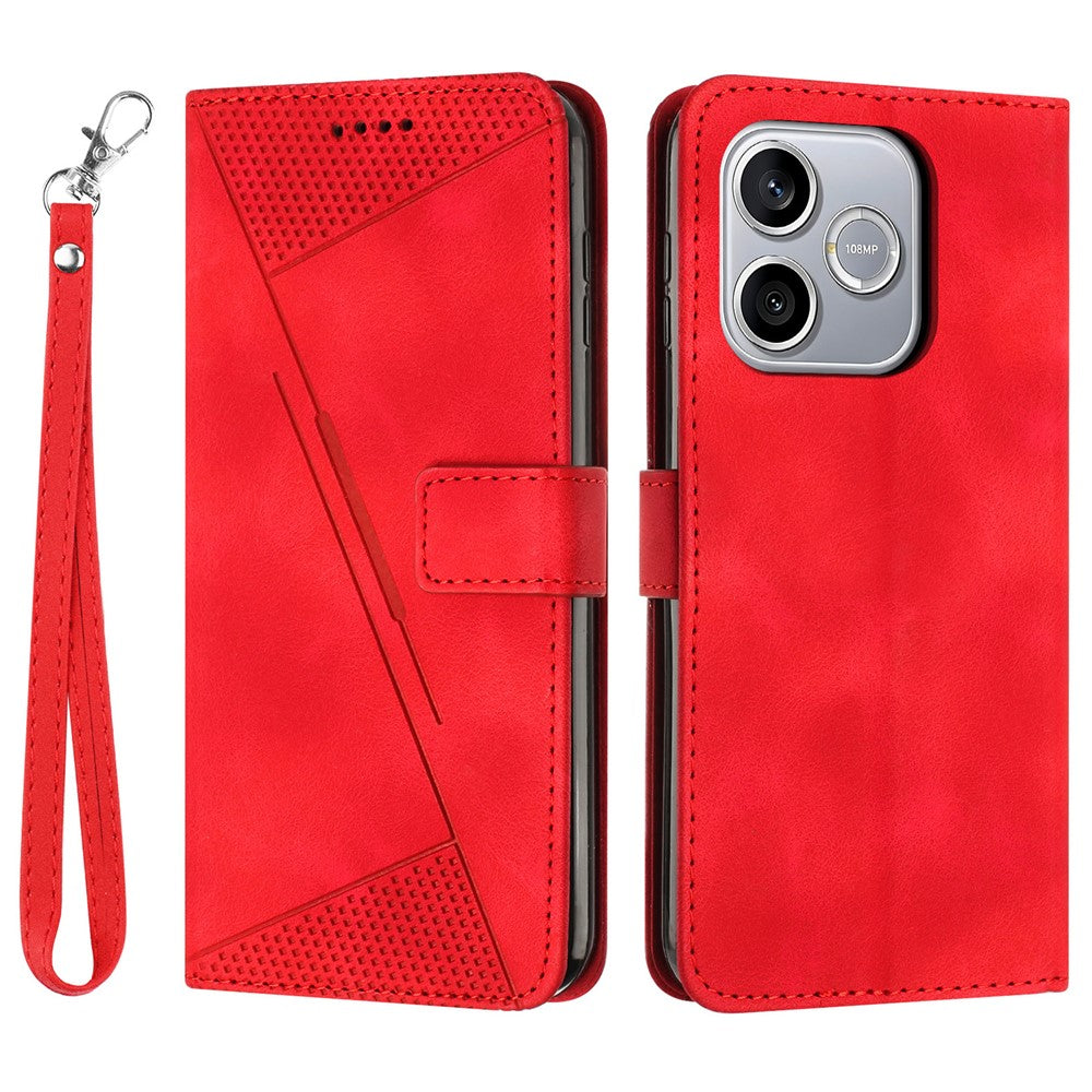 For Honor 600 Lite 5G Leather Case Imprinted Triangle Phone Cover with Hand Strap
