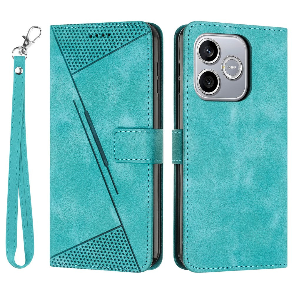 For Honor 600 Lite 5G Leather Case Imprinted Triangle Phone Cover with Hand Strap