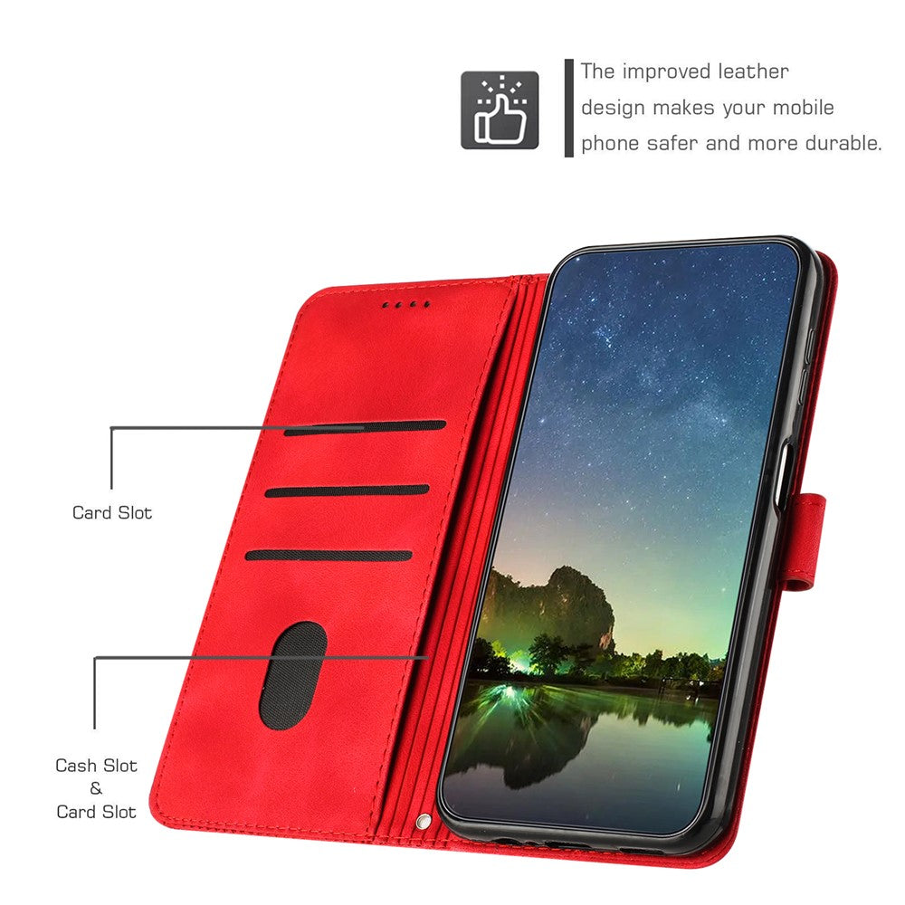 For Honor 600 5G  /  600 Pro 5G Leather Case Imprinted Triangle Phone Cover with Hand Strap
