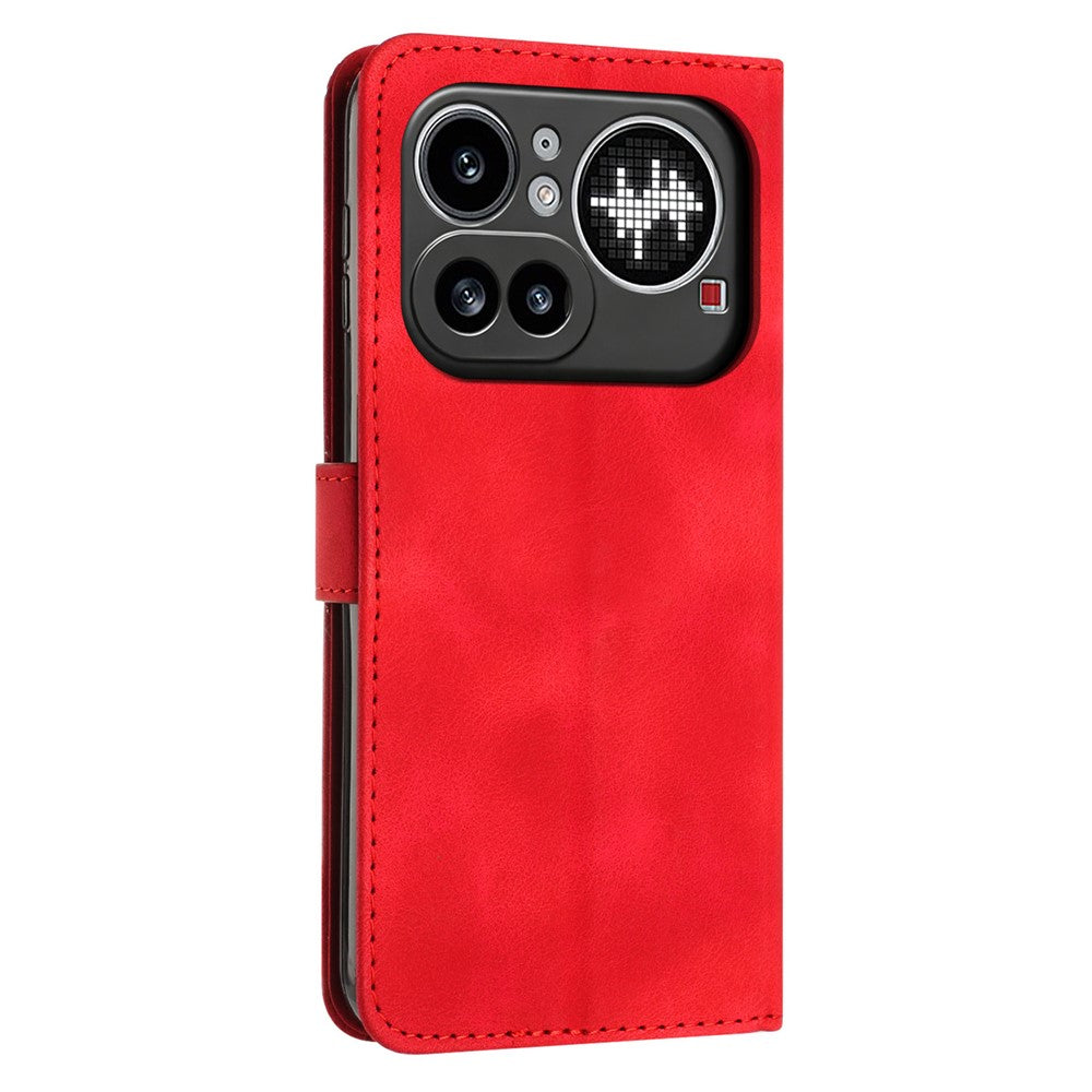 For Nothing Phone (4a) Pro Leather Case Imprinted Triangle Phone Cover with Hand Strap
