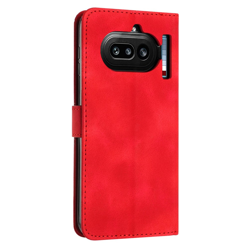 For Nothing Phone (4a) Leather Case Imprinted Triangle Phone Cover with Hand Strap