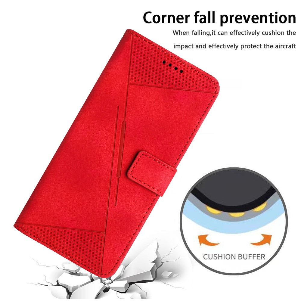 For Nothing Phone (4a) Leather Case Imprinted Triangle Phone Cover with Hand Strap