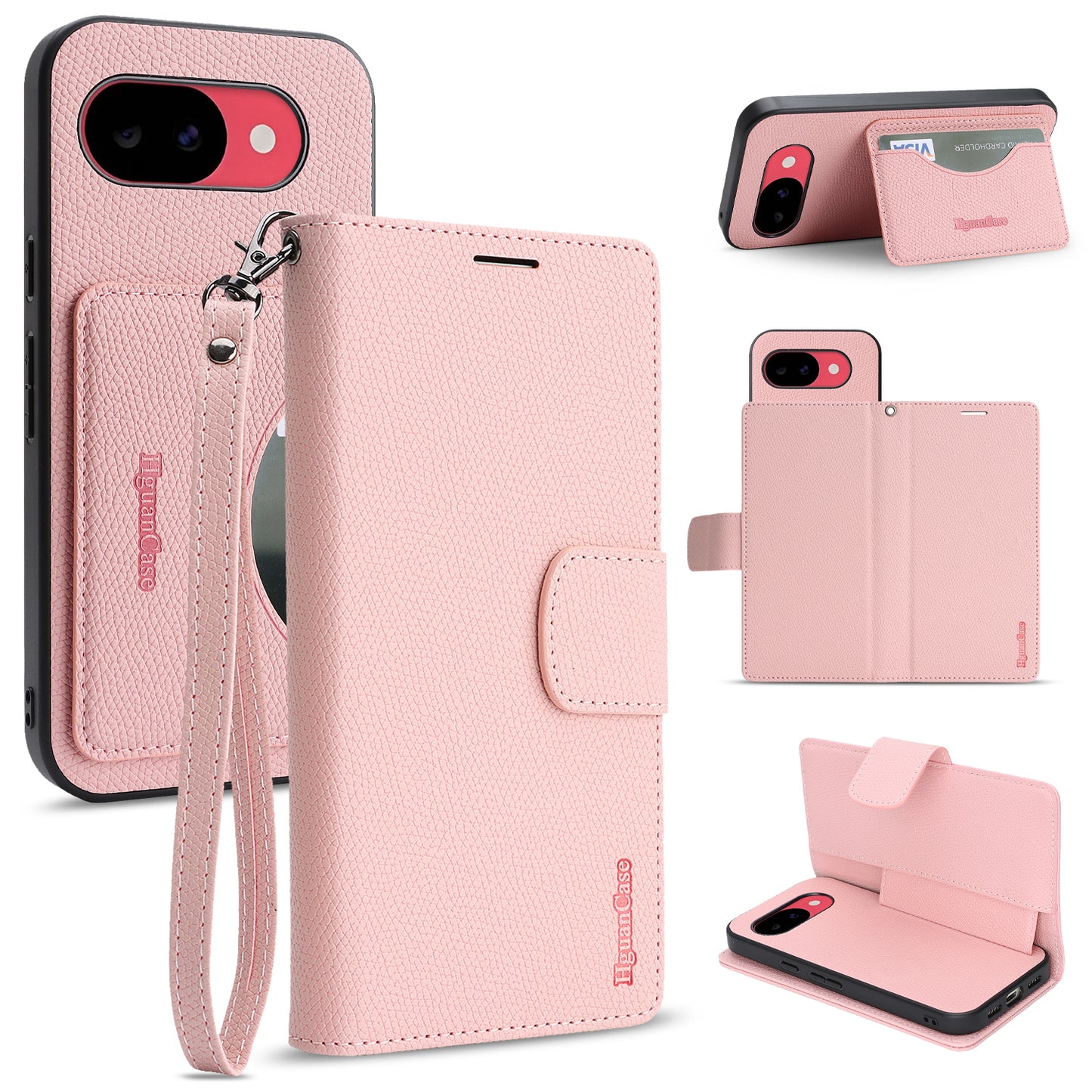 For Google Pixel 10a HGUANCASE Case Wallet Stand Detachable Vintage Leather Phone Cover with Wrist Strap