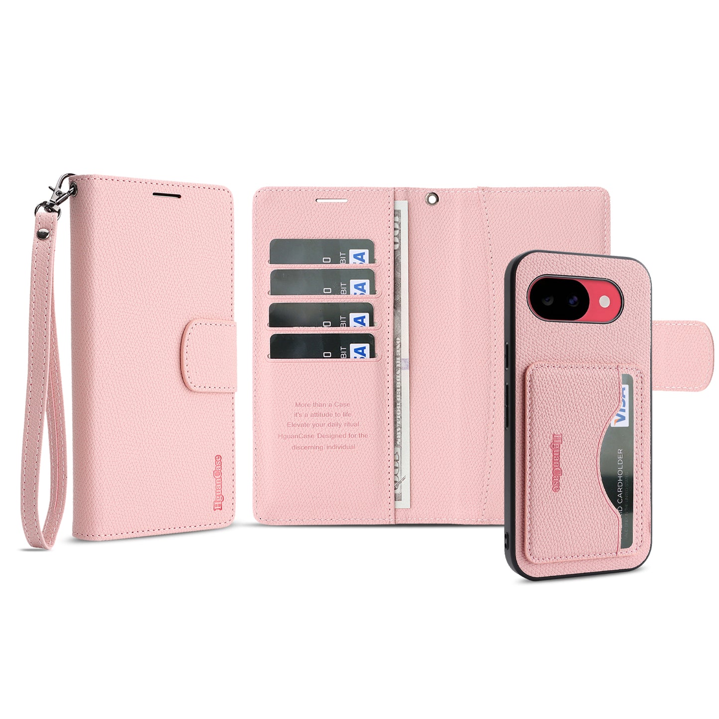 For Google Pixel 10a HGUANCASE Case Wallet Stand Detachable Vintage Leather Phone Cover with Wrist Strap