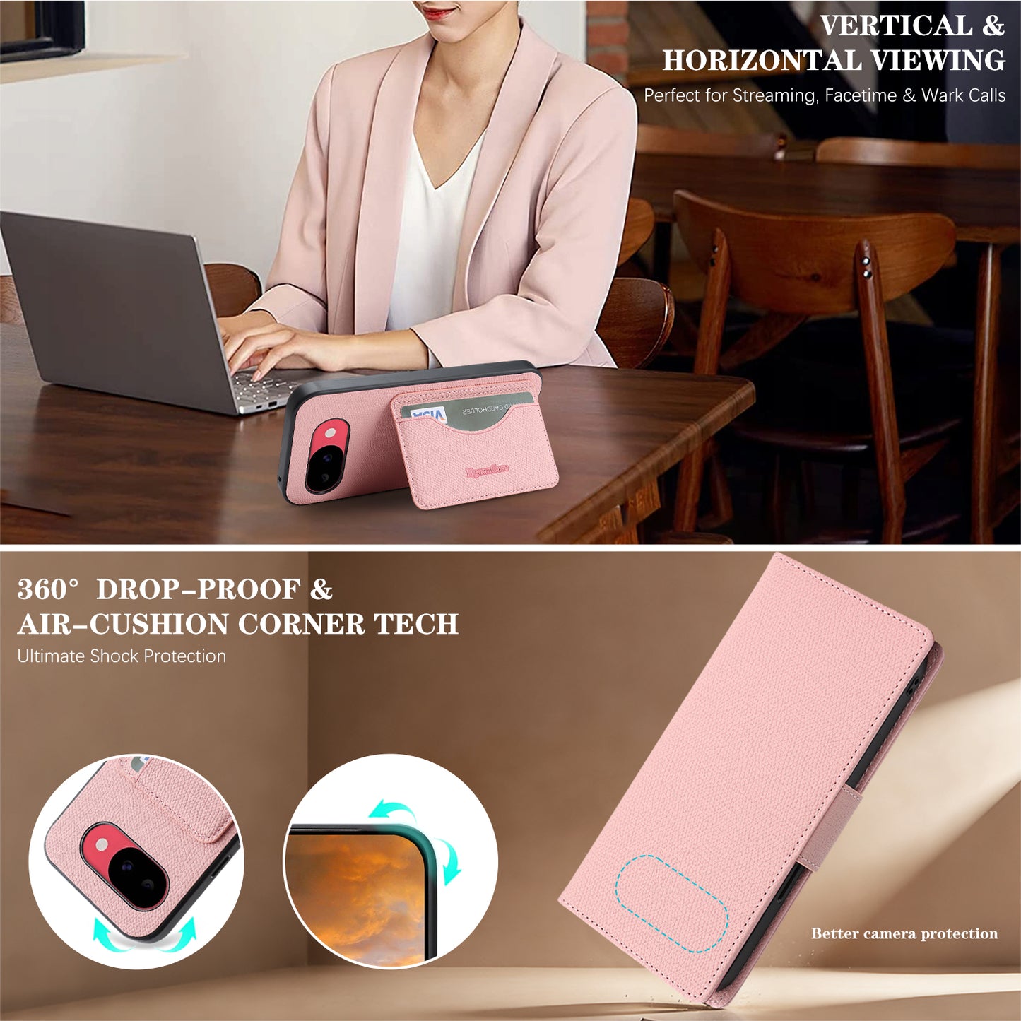 For Google Pixel 10a HGUANCASE Case Wallet Stand Detachable Vintage Leather Phone Cover with Wrist Strap