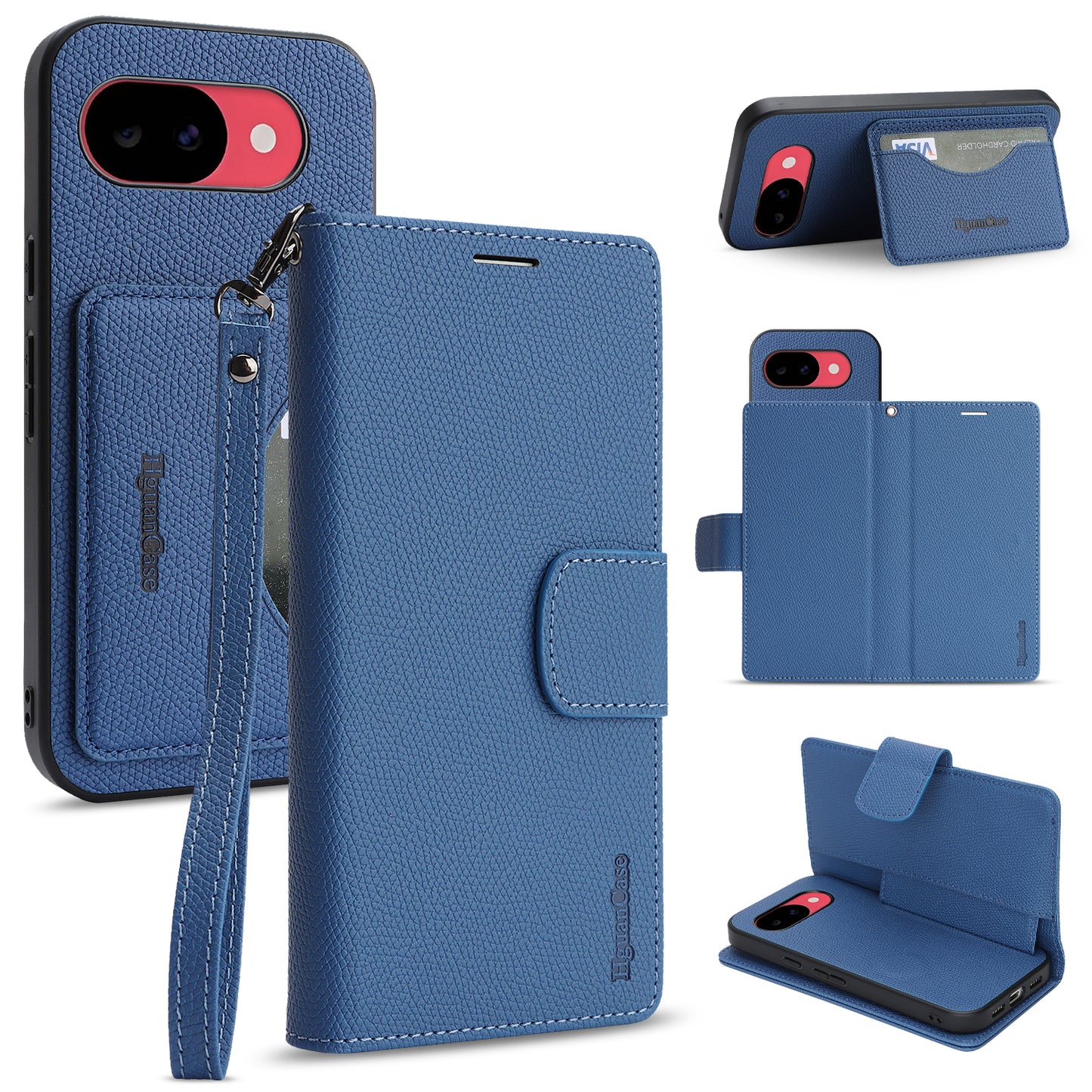 For Google Pixel 10a HGUANCASE Case Wallet Stand Detachable Vintage Leather Phone Cover with Wrist Strap