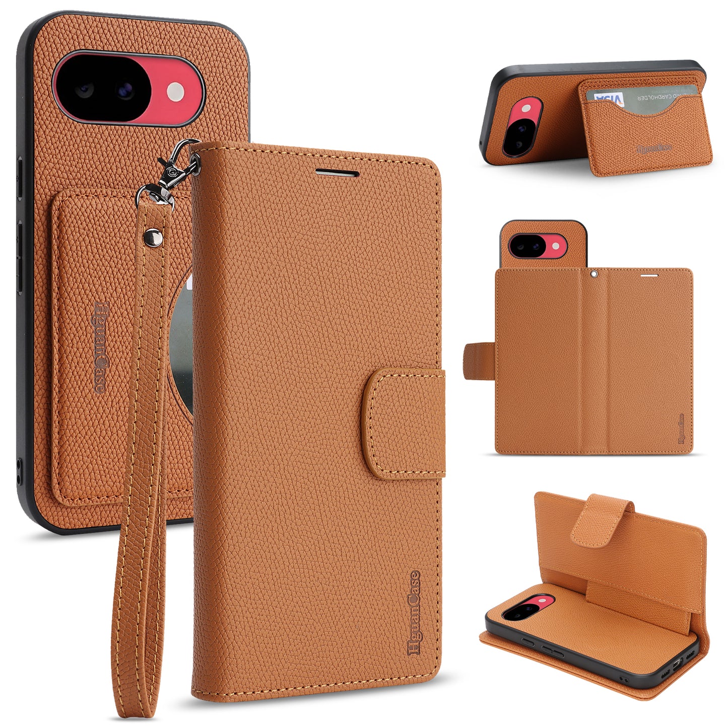 For Google Pixel 10a HGUANCASE Case Wallet Stand Detachable Vintage Leather Phone Cover with Wrist Strap