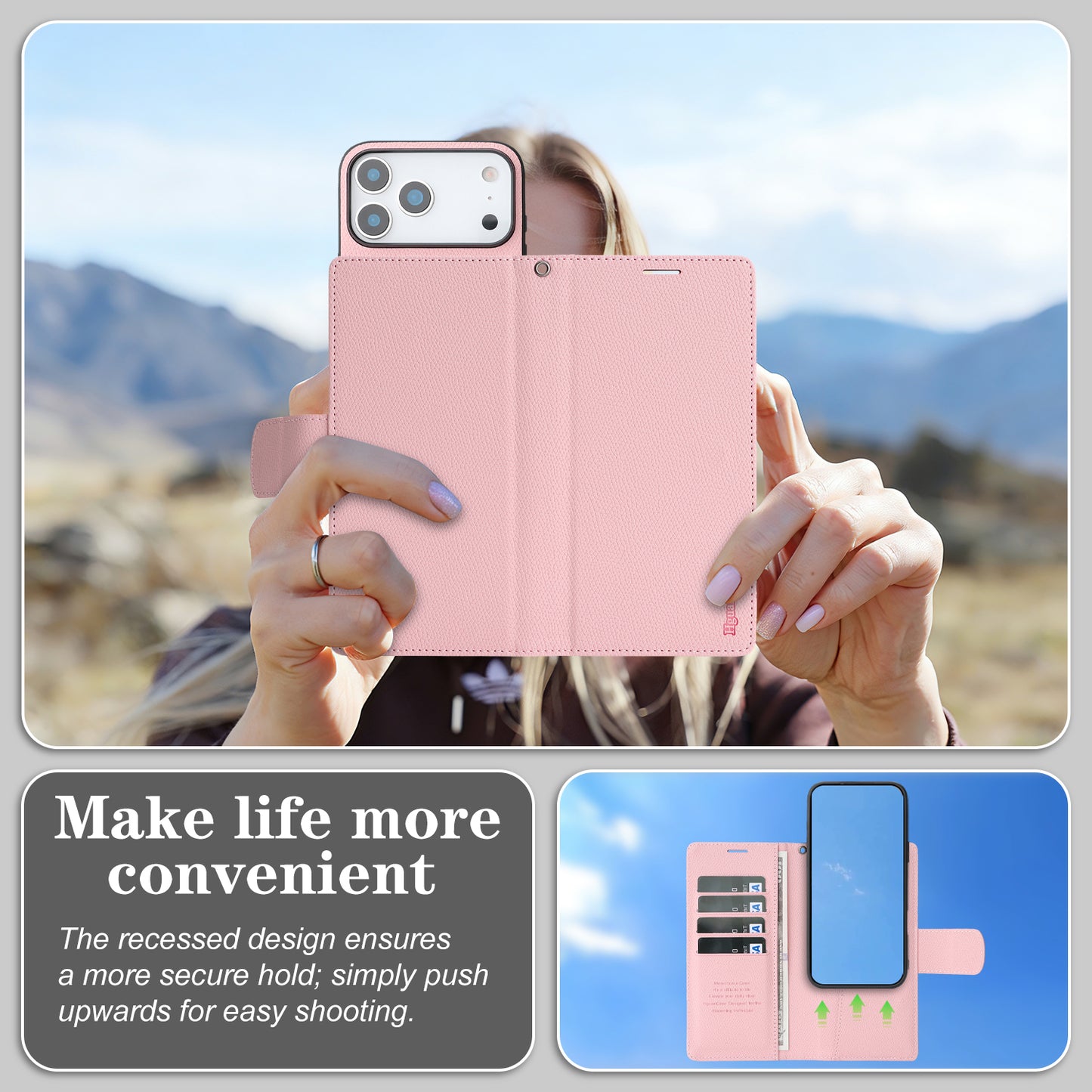 For iPhone 18 Pro / 17 Pro HGUANCASE Case Wallet Stand Detachable Vintage Leather Phone Cover with Wrist Strap
