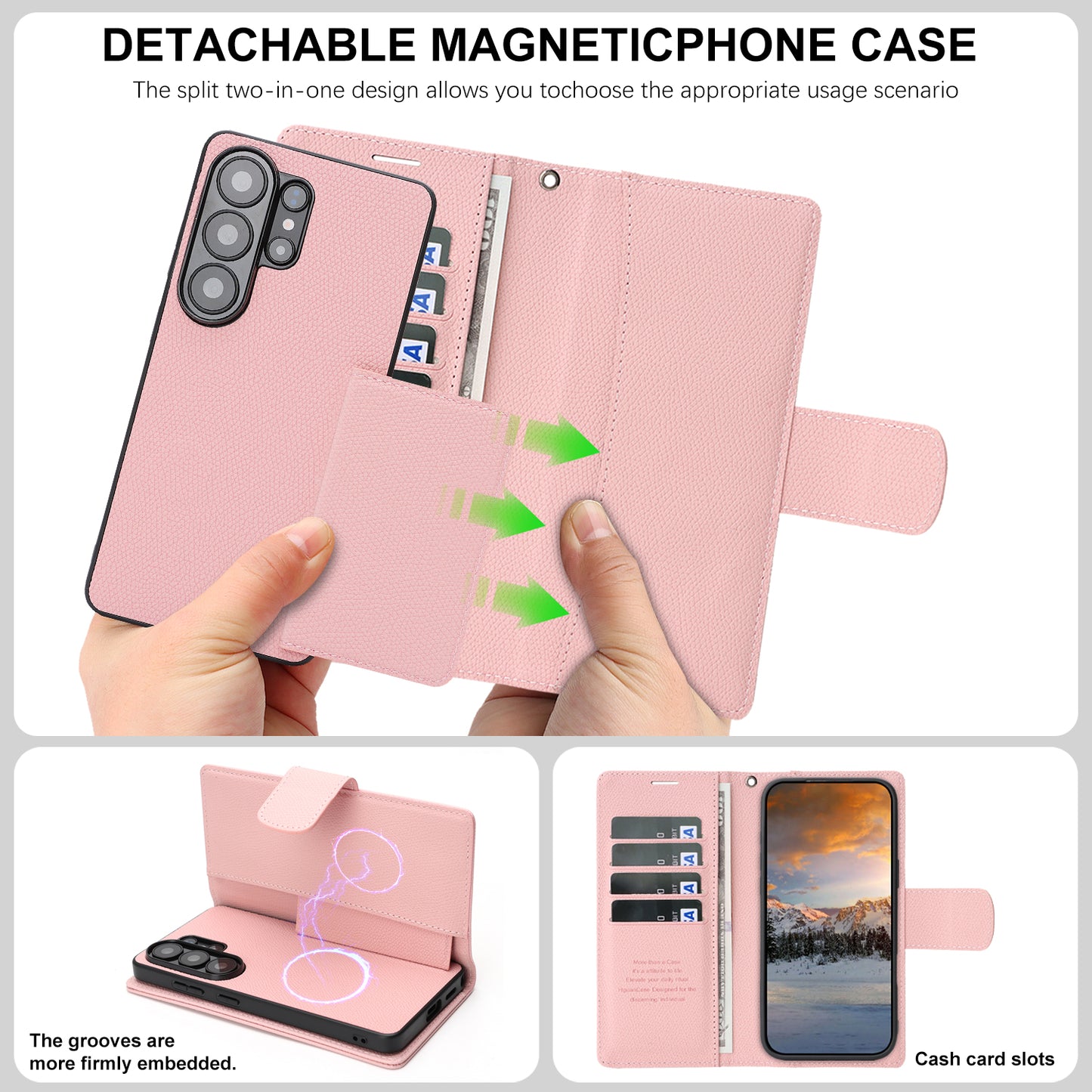 For Samsung Galaxy S26 Ultra HGUANCASE Case Wallet Stand Detachable Vintage Leather Phone Cover with Wrist Strap
