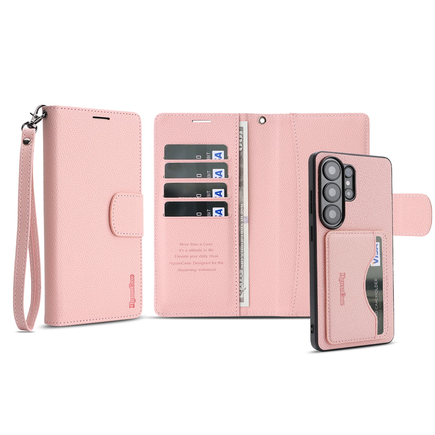 For Samsung Galaxy S26 Ultra HGUANCASE Case Wallet Stand Detachable Vintage Leather Phone Cover with Wrist Strap